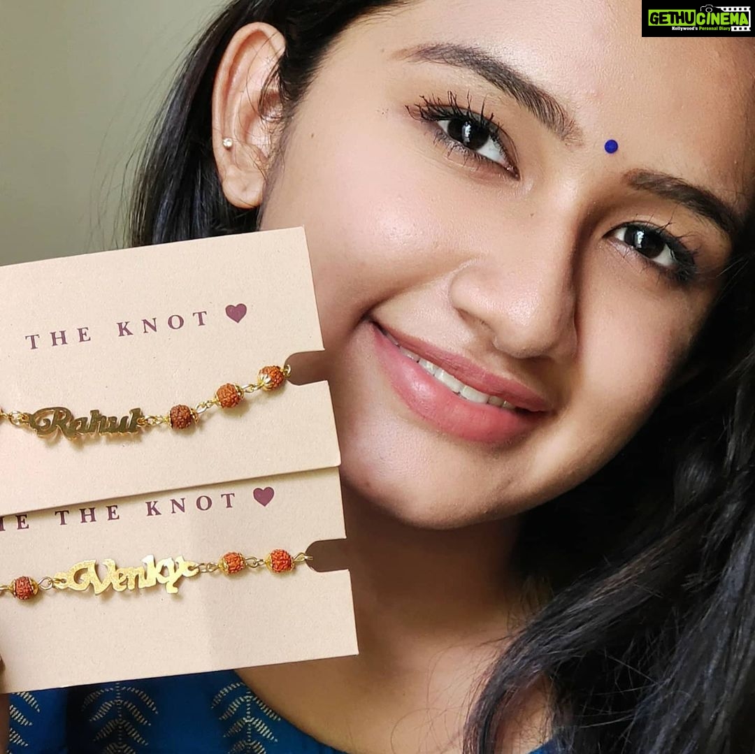 Raveena Daha Instagram - Customised Rakhi gift hamper from: @anscollection7 😍😍 As rakhi is nearing all the sisters out there do order your customised name rakhi From @anscollection7 For your brother(s).🥰🥰🥰 Advance rakhi wishes @heregoesrahul @venkates_virat 😝 #raveena #raveenadaha