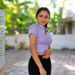 Raveena Daha Instagram - Cutest lavender croptop and black pant from :@_.black_.lady 😍🖤🖤 #raveena #raveenadaha