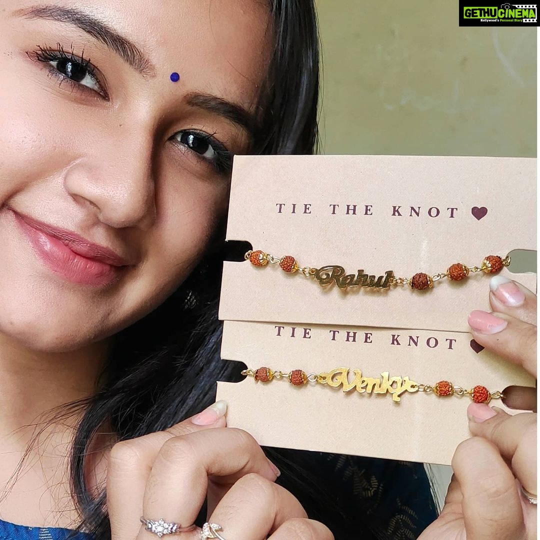 Raveena Daha Instagram - Customised Rakhi gift hamper from: @anscollection7 😍😍 As rakhi is nearing all the sisters out there do order your customised name rakhi From @anscollection7 For your brother(s).🥰🥰🥰 Advance rakhi wishes @heregoesrahul @venkates_virat 😝 #raveena #raveenadaha
