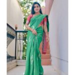 Raveena Daha Instagram - Life always plays opposite expectations! 💯✨ Saree from: @aatwos 💚 #raveena #raveenadaha