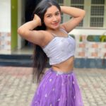 Raveena Daha Instagram - 🤍💜🤍 Lovely lehenga material from @chick.fashions 😍 #raveena #raveenadaha