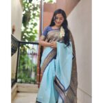 Raveena Daha Instagram - விழிகளை மூடினால் உன் முகம் பார்க்கிறேன் 💙🥰 Saree from: @the_cupid_fashions ❤️ #raveena #raveenadaha