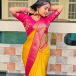 Raveena Daha Instagram – 💛💝💛
Beautiful saree from @rs_fashionss_ 😍
#raveena #raveenadaha