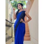 Raveena Daha Instagram - விழிகளில் ஒரு வானவில் 🌈💙 Saree and pearl Jewell set from :@saiganesh_collections ❤️ #raveena #raveenadaha