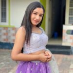 Raveena Daha Instagram - 🤍💜🤍 Lovely lehenga material from @chick.fashions 😍 #raveena #raveenadaha