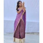 Raveena Daha Instagram - சின்ன சின்ன கண்ணசைவில் உன் அடிமை ஆகவா 🙈💯 Halfsaree from :@dwaraka_collections_ ❤️ #raveena #raveenadaha