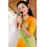 Raveena Daha Instagram - You can't buy happiness, but you can rescue it...puppy love❤️ #raveena #raveenadaha #yellow #green #instagood #cute #puppy #love
