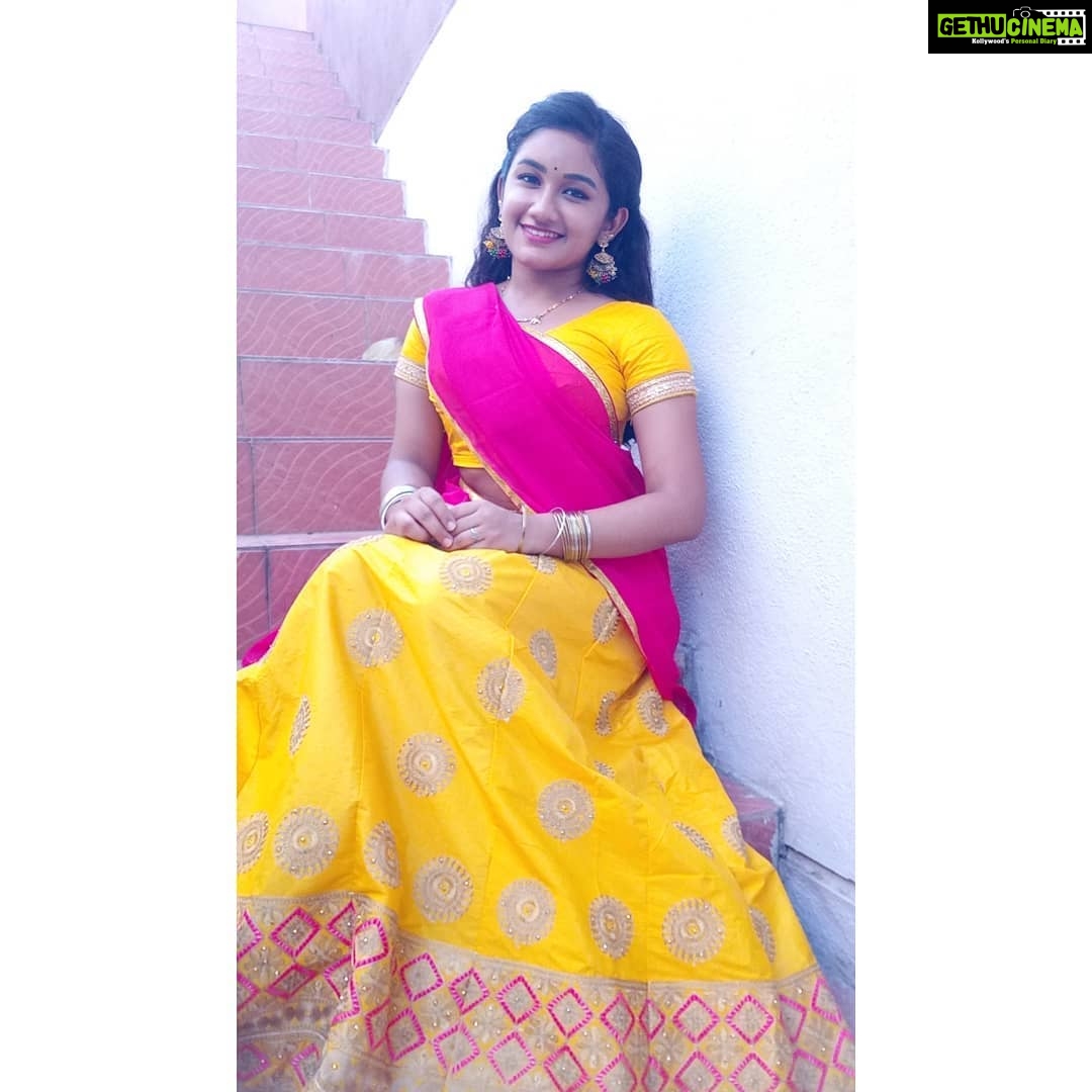 Raveena Daha Instagram - Save your advice 'cause I won't hear You might be right but I don't care☠️👻 #photography #traditional #halfsaree #mobilephotography #poser #pose #love #yellow #raveena #raveenadaha