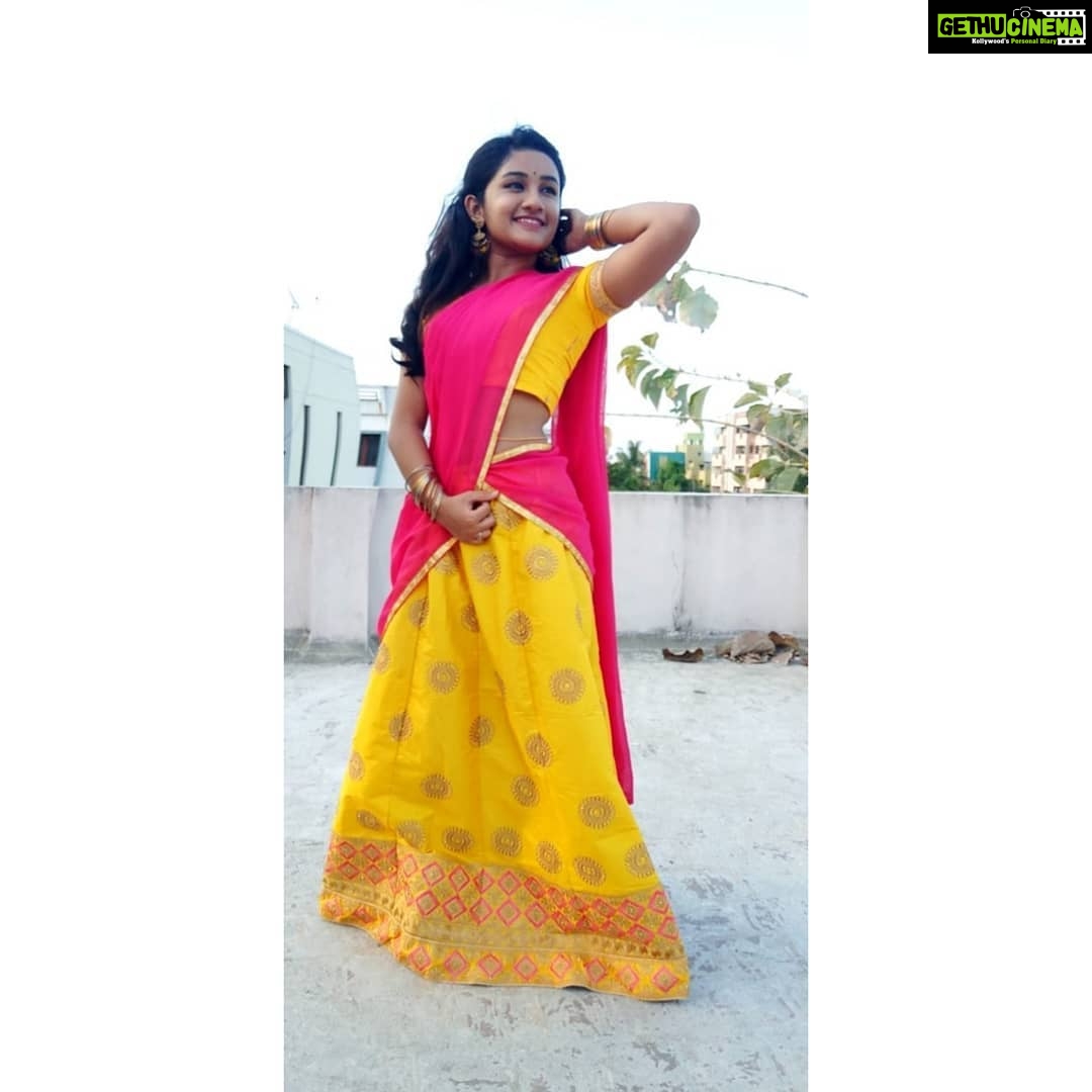Raveena Daha Instagram - Save your advice 'cause I won't hear You might be right but I don't care☠️👻 #photography #traditional #halfsaree #mobilephotography #poser #pose #love #yellow #raveena #raveenadaha