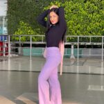 Raveena Daha Instagram - Express your love,we can’t read minds 🙂❣️ Comfy lavender bell bottom from : @shopping_factory11 😍😍 #raveena #raveenadaha Chennai International Airport