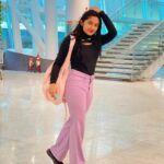 Raveena Daha Instagram - Express your love,we can’t read minds 🙂❣️ Comfy lavender bell bottom from : @shopping_factory11 😍😍 #raveena #raveenadaha Chennai International Airport