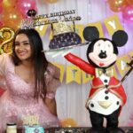 Raveena Daha Instagram - Birthday series 💖 . Mickey mouse cake from : @womanaboutcakes🐭❤️ . Makeup and hair : @nikvika_bridal_makeover 🥰😘 . Background decorations: @alana.eventplanners 🌺💖 . Costume : @usabridalstudio 😍 . Photography: @studiodk__ 🔥