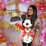 Raveena Daha Instagram - Birthday series 💖 . Mickey mouse cake from : @womanaboutcakes🐭❤️ . Makeup and hair : @nikvika_bridal_makeover 🥰😘 . Background decorations: @alana.eventplanners 🌺💖 . Costume : @usabridalstudio 😍 . Photography: @studiodk__ 🔥