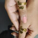 Raveena Daha Instagram - RAVEENA~LATHA💙😘 . Customised name ring from- @bhuwis_gift_house 💙🌈 . #raveena #raveenadaha