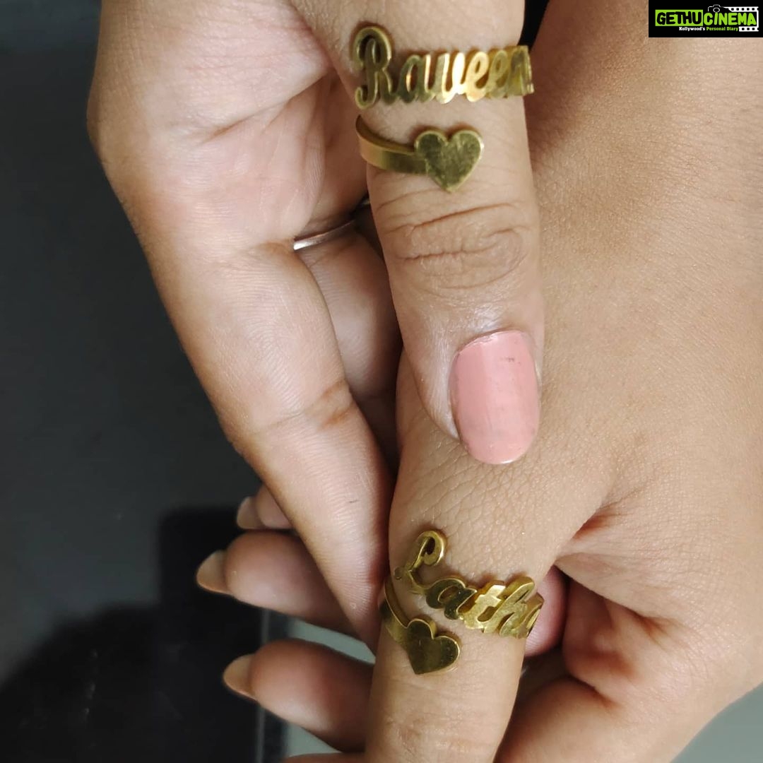 Raveena Daha Instagram - RAVEENA~LATHAππ . Customised name ring from- @bhuwis_gift_house ππ . #raveena #raveenadaha