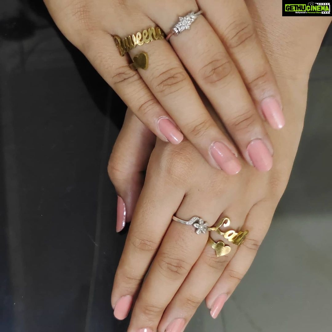 Raveena Daha Instagram - RAVEENA~LATHAππ . Customised name ring from- @bhuwis_gift_house ππ . #raveena #raveenadaha