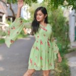Raveena Daha Instagram - 🌈🦋🌈 . Cuteee pastel green frock from: @lakshmi_fashionhouse 😍🍏