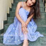 Raveena Daha Instagram - Cute purple mesh frock with tiny flower design from : @gv_trend_boutique 😍💜 . இதுவும் கடந்து போகும் 🦋 . #raveena #raveenadaha