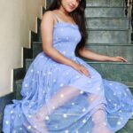 Raveena Daha Instagram - Cute purple mesh frock with tiny flower design from : @gv_trend_boutique 😍💜 . இதுவும் கடந்து போகும் 🦋 . #raveena #raveenadaha