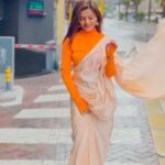 Rubina Dilaik Instagram – Wherever I go, my saree just flows…..
.
.
.