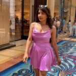 Sakshi Agarwal Instagram - Spinning Twirling , Going Gondola 💖On a Vegas diet💖 . #beautifulnow #feelitreelit #satindress #vegasbaby #vegasreels #sakshiagarwal #instagramreels #vegasreels #usadiaries #purple #holidayreel #travelreels #vegasvacation #biggbosstamil #foryou #explore #trending #trendingreels