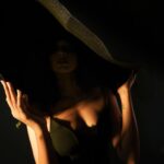 Sanchana Natarajan Instagram - Light play🏮 Photographed by @ajaykumar_elango Makeup: @makeupwithshruthi Hair: @suganthi.themua Stylist: @neelam_stylist Hat: @thefiestymiss