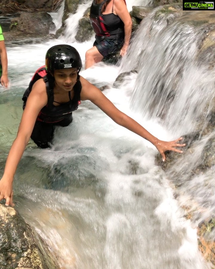 Sanchana Natarajan Instagram - Because my favourite friend once said “Be afraid and do it anyway “ 🤷🏻‍♀️🤪 #diedalittle #acrophobia #canyoneering #filipinostyle #wildestexperience Kawasan Falls