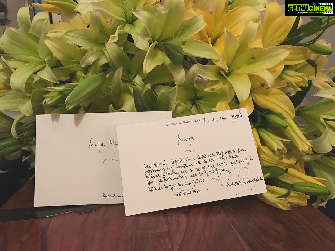 Sanya Malhotra Instagram - I don't have words to express what I'm feeling right now. Thank you so much @amitabhbachchan sir for this sweet gesture. I'm grateful. #icantbreathe