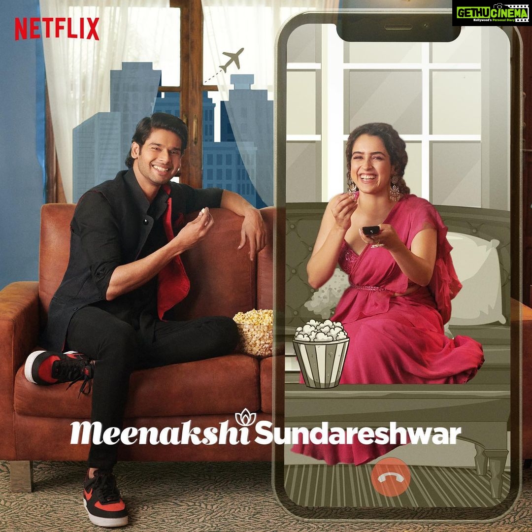 Sanya Malhotra Instagram - Distance matters so less, when the love runs the miles. Join us in this rollercoaster ride of love, trust & relationships❤️🎈 #MeenakshiSundareshwar releases on Netflix November 5. @karanjohar @apoorva1972 @somenmishra @abhimanyud @vivek.sonni @aarshvora @dharmaticent @netflix_in @sonymusicindia