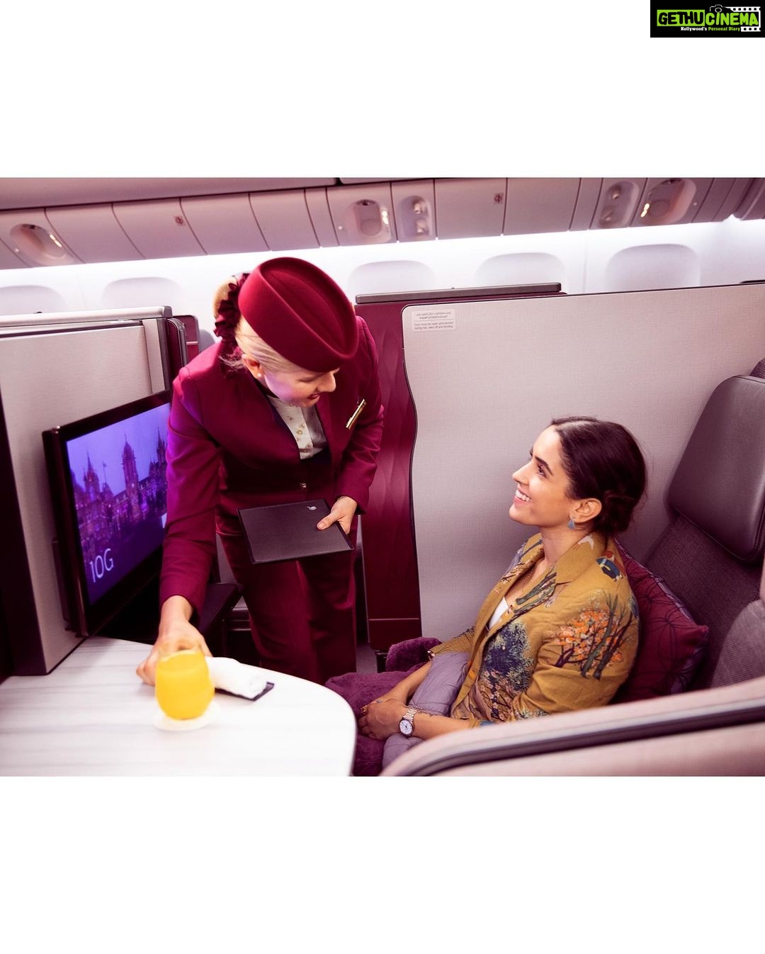 Sanya Malhotra Instagram - A comfortable and luxurious flight enroute doha , thanks @qatarairways @hiaqatar @visitqatar #QatarAirways #Qsuite #Flylikeneverbefore #ExperienceLikeNeverBefore