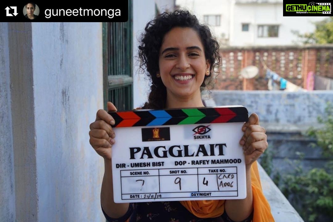 Sanya Malhotra Instagram - 🥰♥️#Repost @guneetmonga with @make_repost ・・・ Announcing P A G G L A I T ⭐️ing @sanyamalhotra_ written and directed by @umeshbist ❤️ Very Excited to be backed by the powerhouse @ektaravikapoor and @balajimotionpictures Thank you @ruchikaakapoor for making this happen! I can’t dream of a better birthday to be on set in Lucknow shooting our recent film. Can’t wait for the world to know our quirky story ! And we roll.... @sikhya @achinjain20 #PAGGLAIT