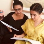 Sanya Malhotra Instagram - Super super excited about this one 🥰♥️ • •#Repost @abundantiaent . Two powerhouses of talent bonding over the script of #ShakuntalaDevi #ScriptReading @balanvidya @sonypicsprodns @directormenon @ivikramix @sneharajani_