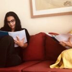 Sanya Malhotra Instagram - Super super excited about this one 🥰♥️ • •#Repost @abundantiaent . Two powerhouses of talent bonding over the script of #ShakuntalaDevi #ScriptReading @balanvidya @sonypicsprodns @directormenon @ivikramix @sneharajani_