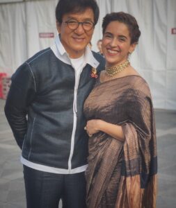 Sanya Malhotra Instagram - Met a legend who’s so humble, gracious and hospitable. Thank you so much @jackiechan for having us at #jackiechanactionmovieweek . Looking forward to watch the closing ceremony and especially the performance by your team ♥️#jackiechan#dangal Datong
