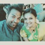 Saranya Mohan Instagram - 7 years Back when we announced about our wedding! Engagement Picture. 😂😂😂 @swami_bro The day you changed your Facebook name back to Aravind Krishnan😋 Huhuhu! Trivandrum, India