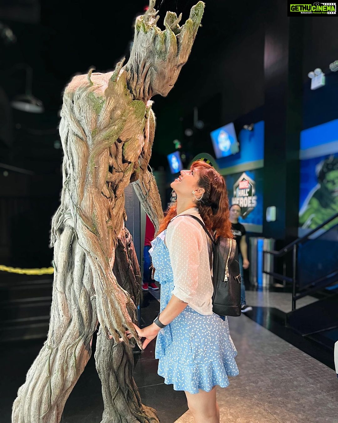 Sherin Instagram - The one with #groot is my favourite. #sherin #madamtussauds #waxmuseum #cute #thor #therock #jimmyfallon