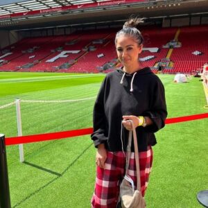 Simran Instagram - "Sports pull out a real internal hero out of you!"

Sending love and wishes to our @indianfootball all the way from the Cathedral of Football!
Cannot express the feeling of being at Anfield Stadium as a ⚽️ fan, forever!
#sportsforever #footballlove #liverpool