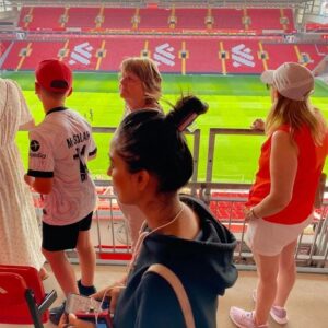 Simran Instagram - "Sports pull out a real internal hero out of you!"

Sending love and wishes to our @indianfootball all the way from the Cathedral of Football!
Cannot express the feeling of being at Anfield Stadium as a ⚽️ fan, forever!
#sportsforever #footballlove #liverpool