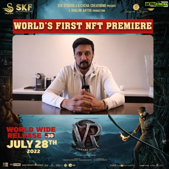 Sudeep Instagram - See you soon Dubai .... Come join me to experience the exclusive NFT limited membership access on blocktickets.io #KICHCHAVERSE #VikrantRona #VIKRANTRONANFTS Link in Bio.
