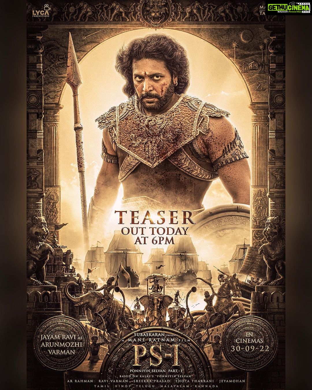 Suhasini Maniratnam Instagram - Hail the Visionary Prince, the Architect of the Golden Era, the Great Raja Raja Chola…introducing Ponniyin Selvan! #PS1 TEASER OUT TODAY AT 6PM. #PS1 releasing in theatres on 30th September in Tamil, Hindi, Telugu, Malayalam and Kannada! @madrastalkies @lyca_productions #ManiRatnam @arrahman @tips @the_real_chiyaan @jayamravi_official @karthi_offl @aishwaryaraibachchan_arb @trishakrishnan @aishu__ @sobhitad | Prabhu | @r_sarath_kumar @actorjayaram_official @joinprakashraj | Jayachitra | @rahman_actor @iamvikramprabhu @ashwinkakumanu @lal_director @radhakrishnan_parthiban @riyazkhan09 @mohanraman0304 @primevideoin @arjunchidambaram @babuantonyactorofficial @r_varman_ | Thota Tharrani | @sreekar.prasad | Jeyamohan | @siva_ananth @brinda_gopal @ekalakhani | Vikram Gaikwad | @kishandasjewellery @ny_vfxwaala @redchillies.color @vidhyasubramanian_art | Kumaravel | @gopiprasannaa @johnsoncinepro @ajayjohn2018 @theglassbox.publicity @gobeatroute