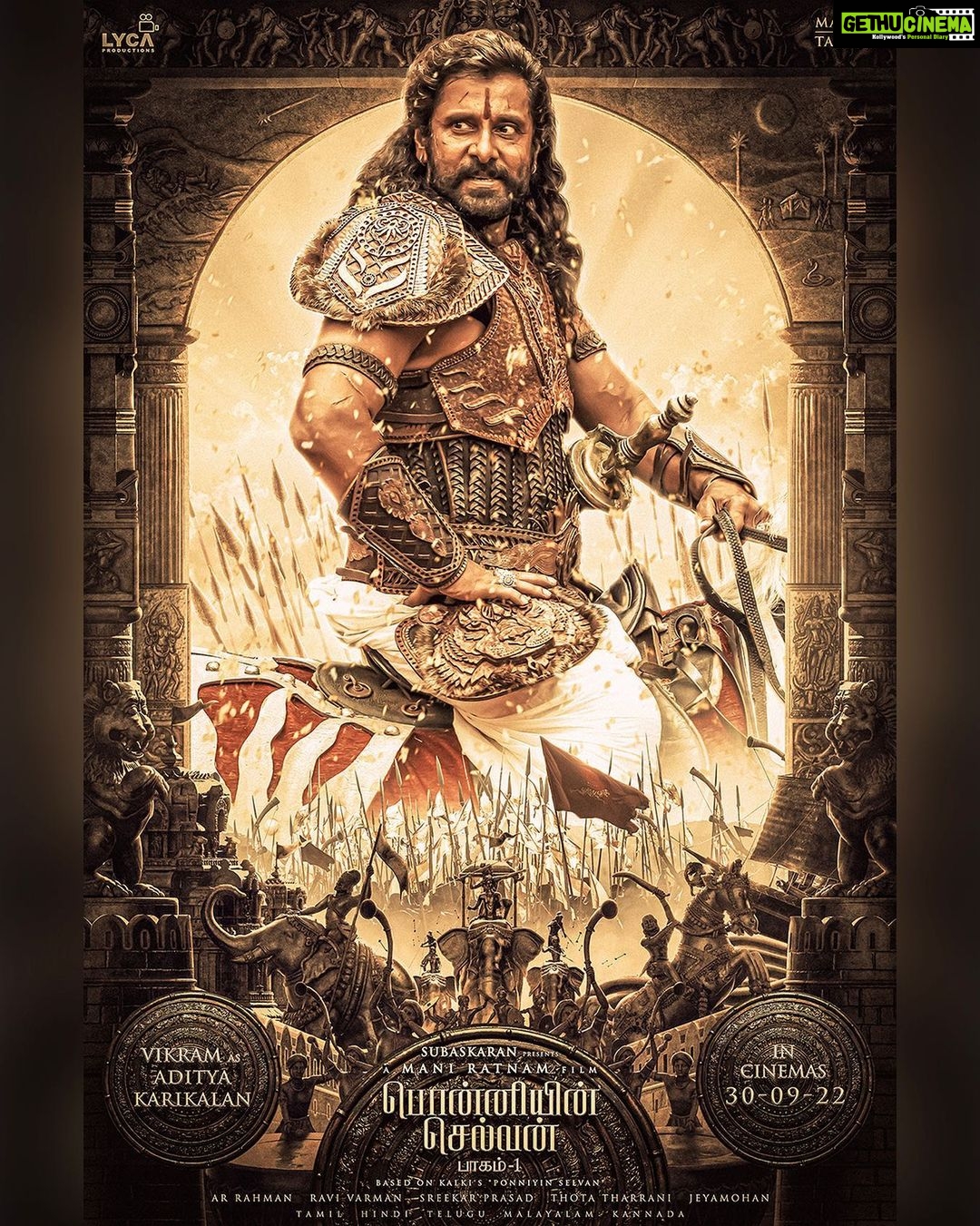 Suhasini Maniratnam Instagram - Welcome the Chola Crown Prince! The Fierce Warrior. The Wild Tiger. Aditya Karikalan! #PS1 🗡@madrastalkies @lyca_productions #ManiRatnam @the_real_chiyaan @jayamravi_official @karthi_offl @aishwaryaraibachchan_arb @trishakrishnan @aishu__ @sobhitad | Prabhu | @r_sarath_kumar @actorjayaram_official @joinprakashraj | Jayachitra | @rahman_actor @iamvikramprabhu @ashwinkakumanu @lal_director @radhakrishnan_parthiban @riyazkhan09 @mohanraman0304 @primevideoin @arjunchidambaram @babuantonyactorofficial @arrahman @r_varman_ | ThotaTharrani | @sreekar.prasad | Jeyamohan | @siva_ananth @brinda_gopal @ekalakhani | VikramGaikwad | @kishandasjewellery @ny_vfxwaala @redchillies.color @vidhyasubramanian_art | Kumaravel | @gopiprasannaa @johnsoncinepro