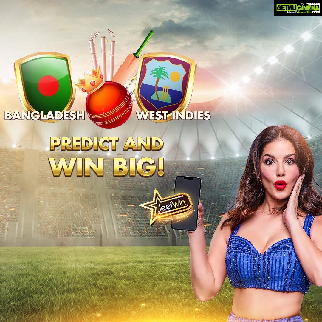 Sunny Leone Instagram - The Game is on! Watch #WIvBAN LIVE at @jeetwinofficial & predict the winning team while enjoying the best odds in the market! Join now from the link in my story to predict and win! #SunnyLeone #cricket #T20I #JeetWin
