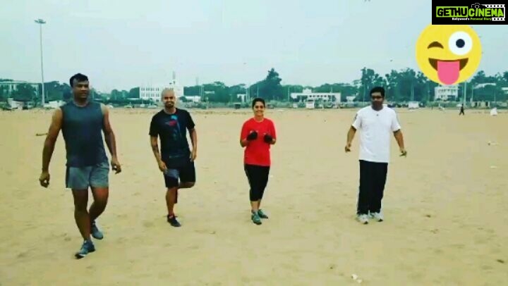 Swathishta Krishnan Instagram - Despite being lazy n sluggish , I never wanted to miss it . That one morning which I really wait for ..."THE TRAILBLAZER RUNNING CLUB" @f45training_nungambakkam 😍😍 #singleleghops #balancedrills #beachrun #6am #freshnessoverdosed #f45nungambakkam #trailblazerrunningclub #happyharmonesactivated❤❤ Marina Beach,Chennai