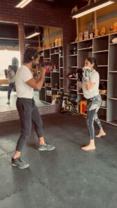 Veena Nandhakumar Instagram - The beginner🥊
The coach @jophiel_l