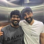 Vignesh Shivan Instagram - That’s how happy one feels when clicking a pic with an iconic Actor & an amazing , humble person 😇❤️☺️🧿😌😌❤️☺️😇😇 #ranbirkapoor #fanboy #fanboymoment #BestActor #ranbirkapoorfan
