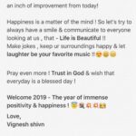 Vignesh Shivan Instagram - #HappyNewYear #2019 #positivity #happiness #love #compassion #betterment #improvement #friends #loveyourself #spreadlove #godisgoodallthetime #lifeisbeautiful wishing you all a wonderful , awesome & an extremely happy New year !!!