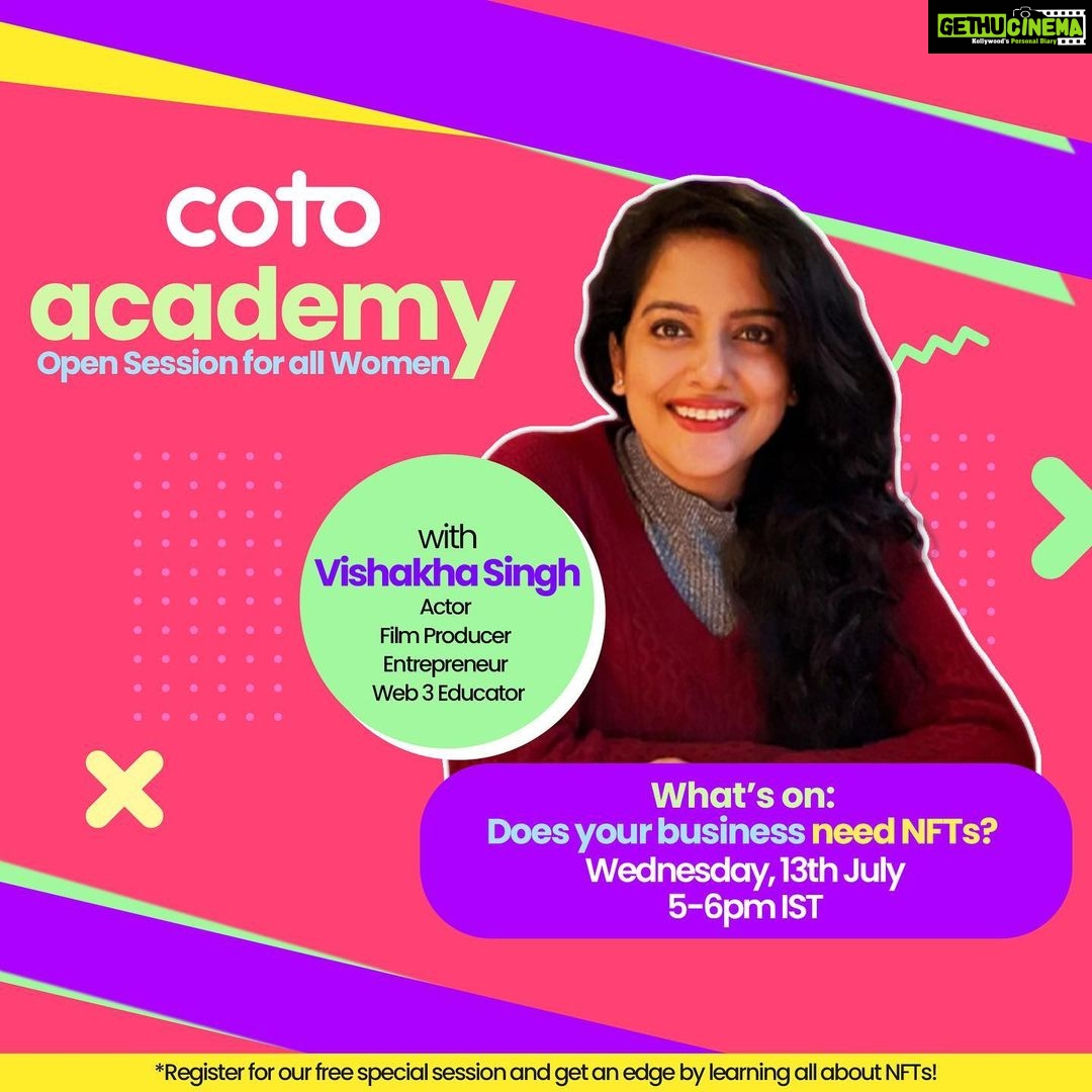 Vishakha Singh Instagram - It’s time for a special coto Academy session that’s open to all women! Join @vishakhasingh555 – actor, film producer, entrepreneur and Web3 educator and deep dive into NFTs and how you can use them to further your business. Fill out the form to sign up, and we’ll see you on Wednesday at 5pm☀️ Register yourself - #LinkInBio #coto #web3 #blockchain #nft #crypto #womancreator #business #creators #women #cotoacademy #communitybuilding #community #womensupportingwomen