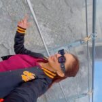 Anushka Sen Instagram - Running and doing a trend in a cliff walk at 10,000ft up in the mountains 😂😬 #reels #reelsinstagram Mount Titlis, Top of Europe