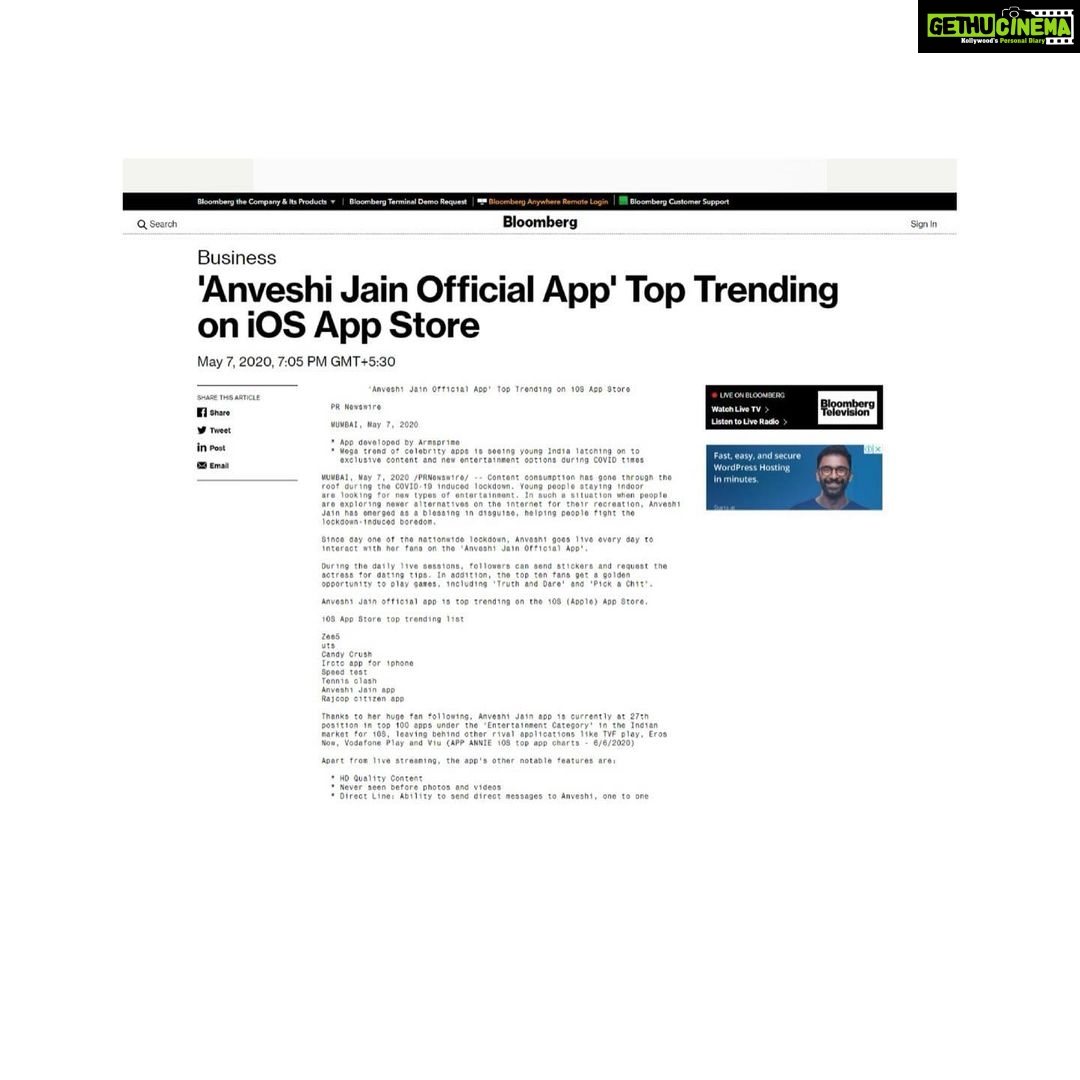 Anveshi Jain Instagram - @bloomberg ❤️ Few more to go.. if you are keen , check the link in the bio . #anveshijainapp #27th#rank #ios #anveshijain Mumbai, Maharashtra