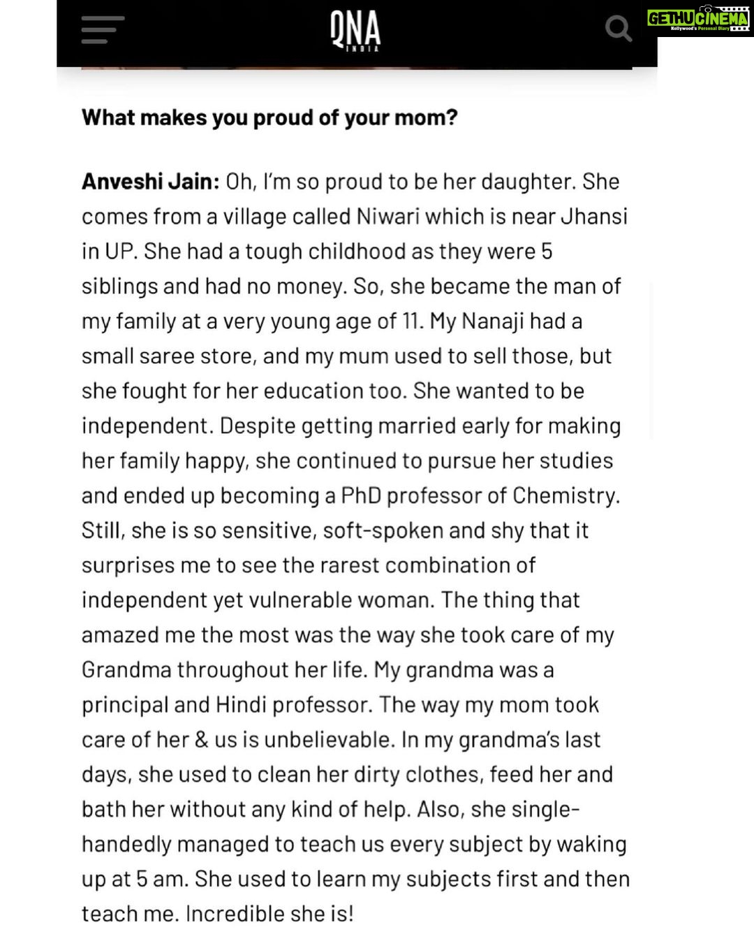 Anveshi Jain Instagram - Happy Mother’s Day ! ❤️ @qnaindia Mumbai, Maharashtra